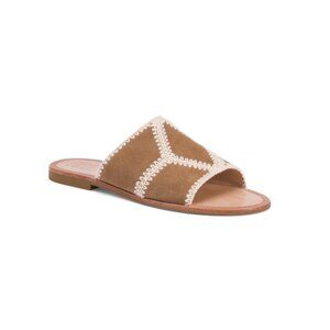 FRYE Almond Suede Ava Crochet Slides